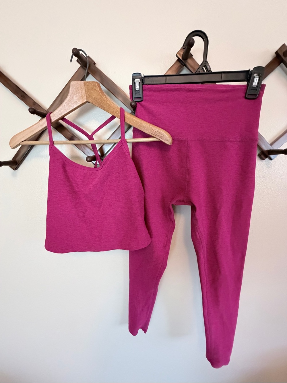 Beyond Yoga Fuchsia Crop Tank and Leggings Set